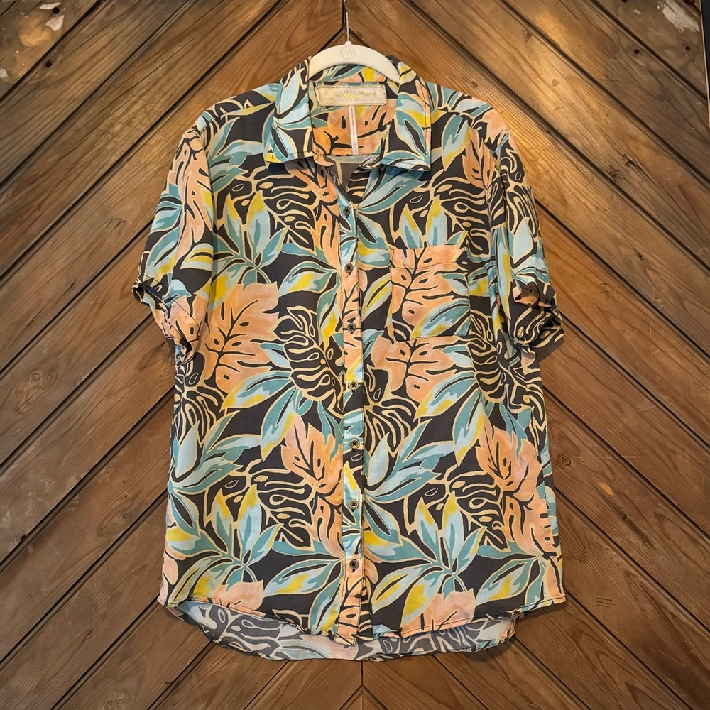 Jen's Pirate Booty Aloha Kapalua Buttondown Shirt free people small printed